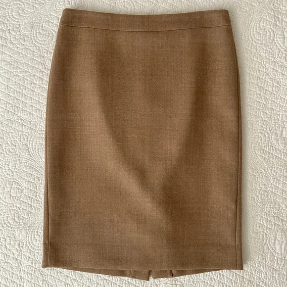 J. Crew Women’s Tan Double Serge Wool No. 2 Pencil Skirt Size 4 - Picture 12 of 13